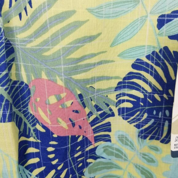 IZOD Mens S Short Sleeve Cotton Floral Hawaiian Button Up Shirt Yellow Blue Pink - Picture 6 of 12